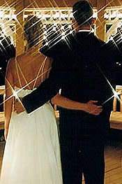 Wedding couple with lights.